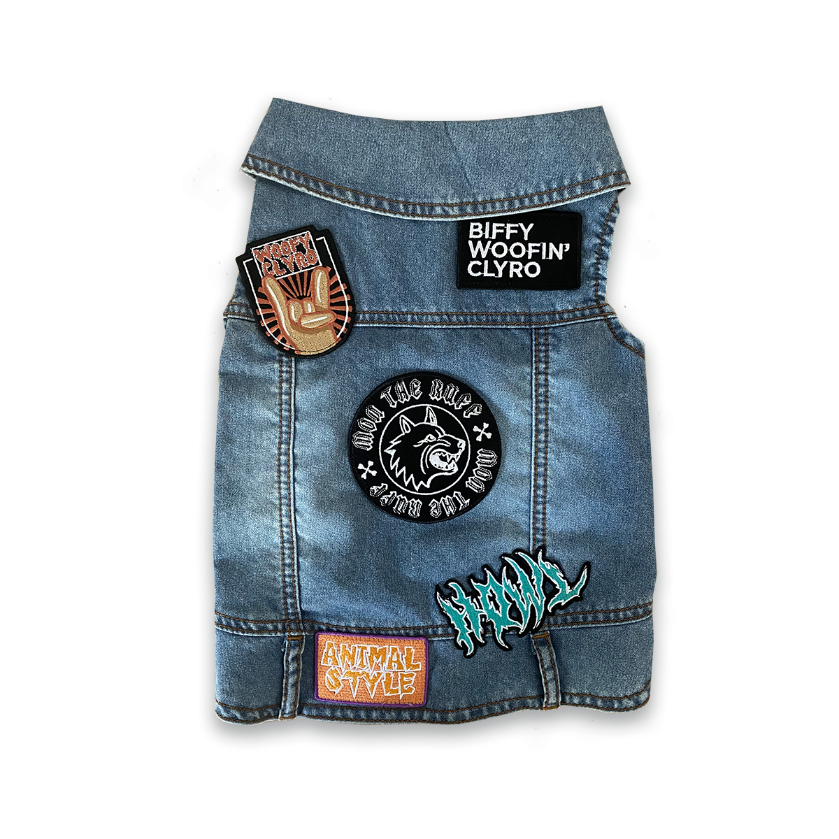 Patch Denim Dog Jacket Blue