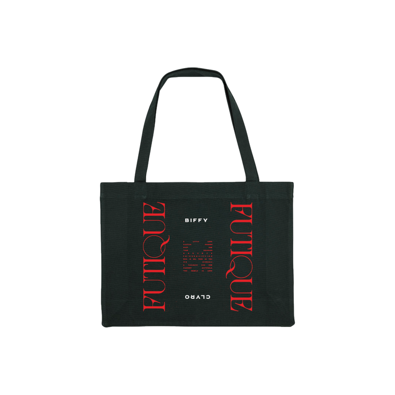Red Squiggle Futique Tracklist Tote Bag Black